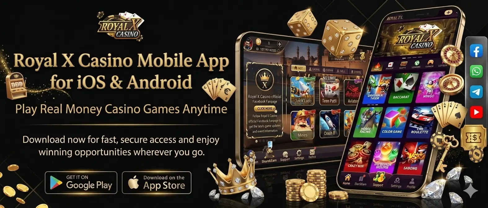 Royal X 777 game promotional image with colorful casino-style design and mobile gaming interface